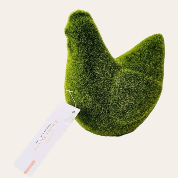 Faux Flocked Green Moss Hen Chicken Farmhouse Figurine Set of 3 - Picture 3 of 9